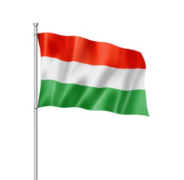 Macaristan bayrak, üç boyutlu render, üzerinde beyaz izole