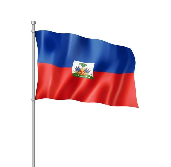 Haitin Lippu Kolmiulotteinen Renderointi Eristetty Valkoisella — kuvapankkivalokuva