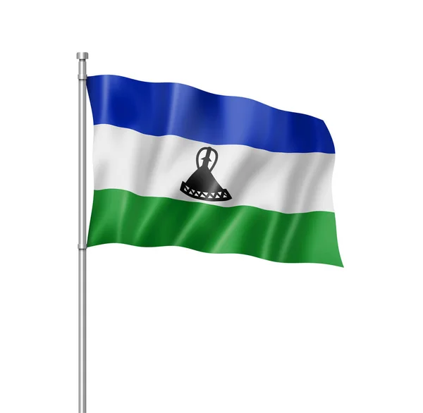 Vlajka Lesotha Tří Dimenzionální Vykreslování Izolované Bílém — Stock fotografie