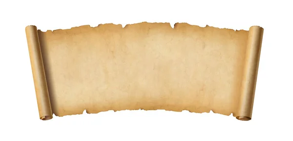 Old Paper Horizontal Banner Parchment Scroll Isolated White Background — Stockfoto