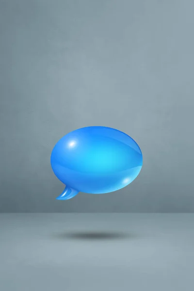 Blue Speech Bubble Isolated Grey Vertical Background — Stock Photo, Image