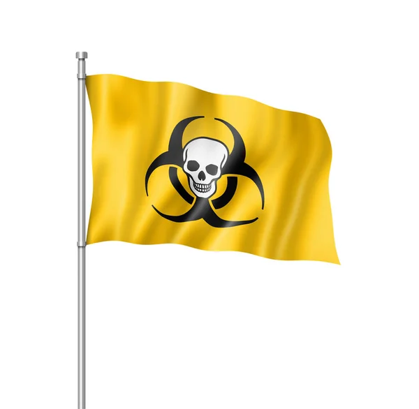 Biológiai Veszélyt Jelző Zászló Háromdimenziós Renderelés Fehér Színnel Elszigetelve — Stock Fotó