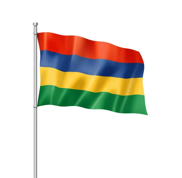 Vlag Van Mauritius Drie Dimensionale Render Geïsoleerd Wit — Stockfoto