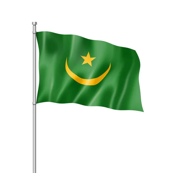 Bandera Mauritania Representación Tridimensional Aislada Blanco —  Fotos de Stock