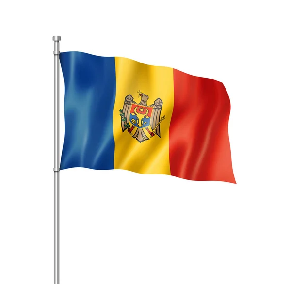 Moldova Zászló Három Dimenziós Render Elszigetelt Fehér — Stock Fotó