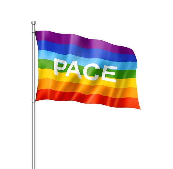 Regenboog Vrede Tempo Vlag Driedimensionale Rendering Geïsoleerd Wit — Stockfoto