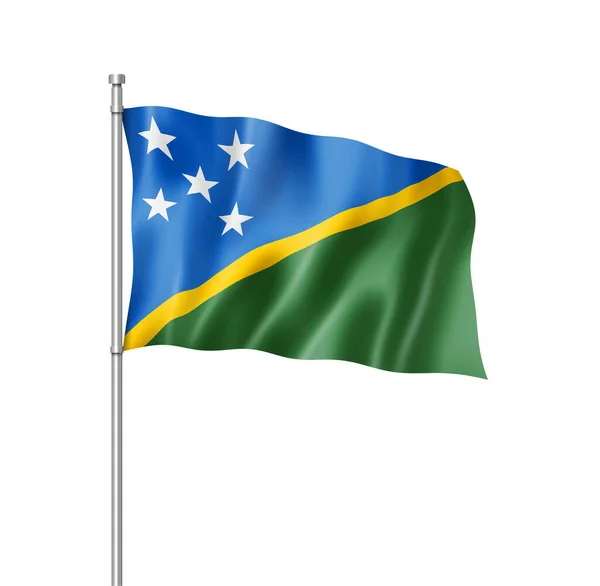 Solomon Islands Flagge Dreidimensionale Darstellung Isoliert Auf Weiß — Stockfoto