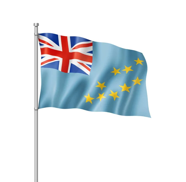 Bandiera Tuvalu Resa Tridimensionale Isolata Bianco — Foto Stock
