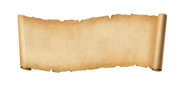 Old Paper Horizontal Banner Parchment Scroll Isolated White Background — Fotografia de Stock