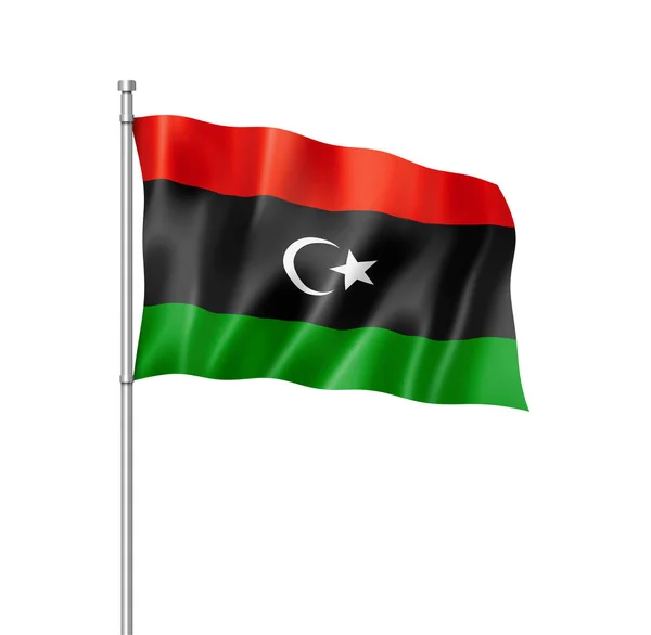 Bandera Libia Representación Tridimensional Aislada Blanco — Foto de Stock