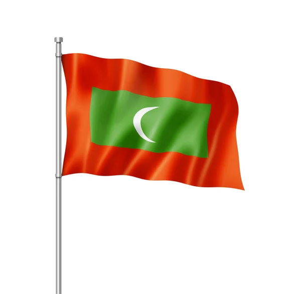 马尔代夫国旗 三维渲染 孤立在白色 — 图库照片