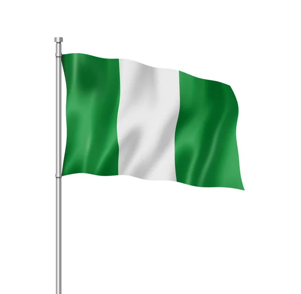 尼日利亚旗子 三维渲染 被隔绝在白色 — 图库照片