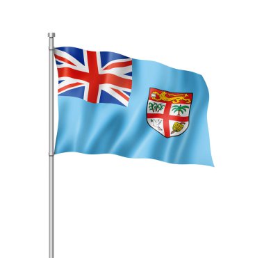 Fiji bayrak, üç boyutlu render, üzerinde beyaz izole