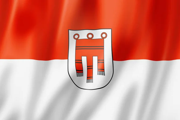 福拉尔贝格州国旗 奥地利挥动国旗收藏 3D插图 — 图库照片