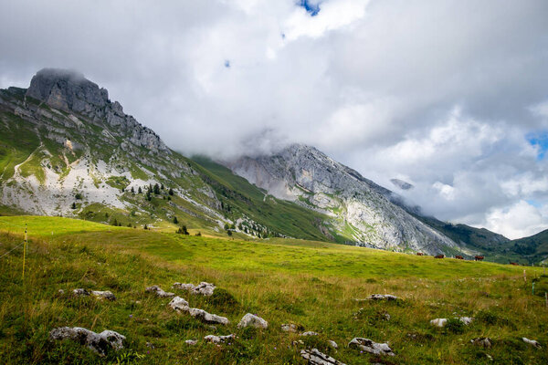 Горный пейзаж в The Grand-Bornand, Haute-savoie, France