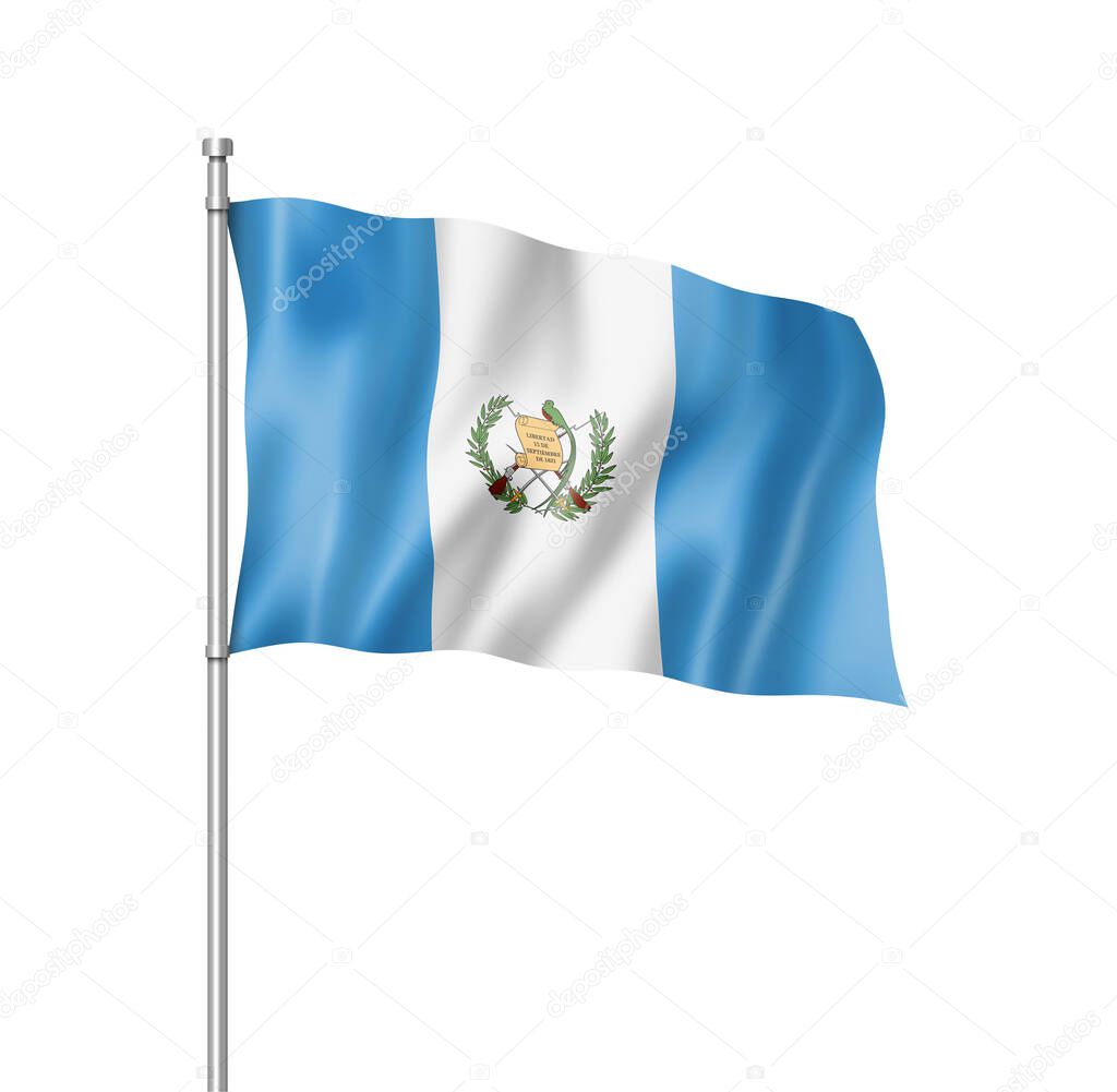 Guatemala flag, three dimensional render, isolated on white