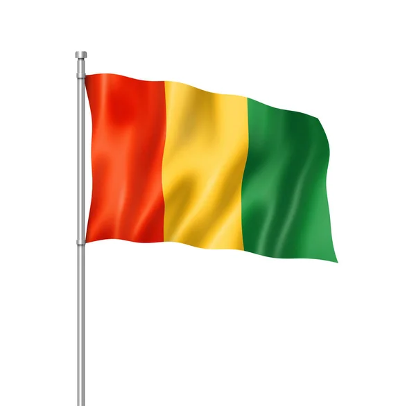 Гвинейский Флаг Трехмерное Изображение Изолированное Белом — стоковое фото