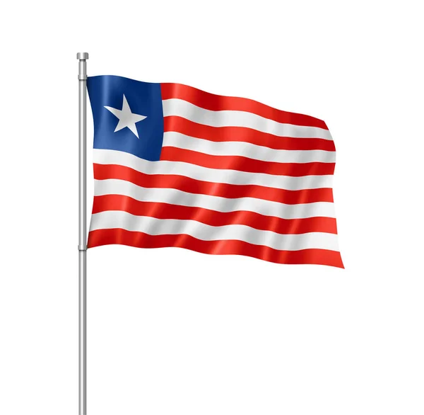 Bandera Liberia Representación Tridimensional Aislada Blanco — Foto de Stock