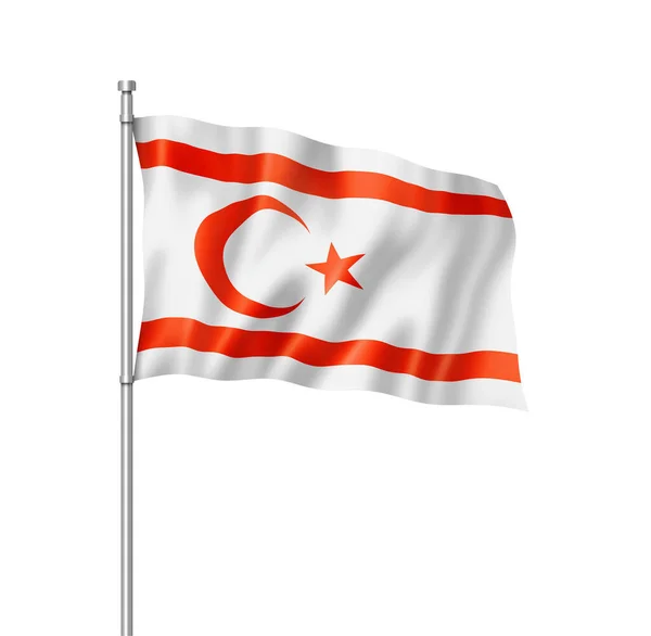 Flaga Cypru Północnego Trzy Wymiarowe Render Białym Tle — Zdjęcie stockowe