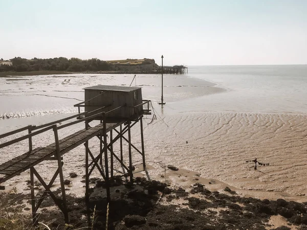 Traditionelle Fischerhütte Und Fischernetz Carrelet Talmont Sur Gironde Frankreich — Stockfoto