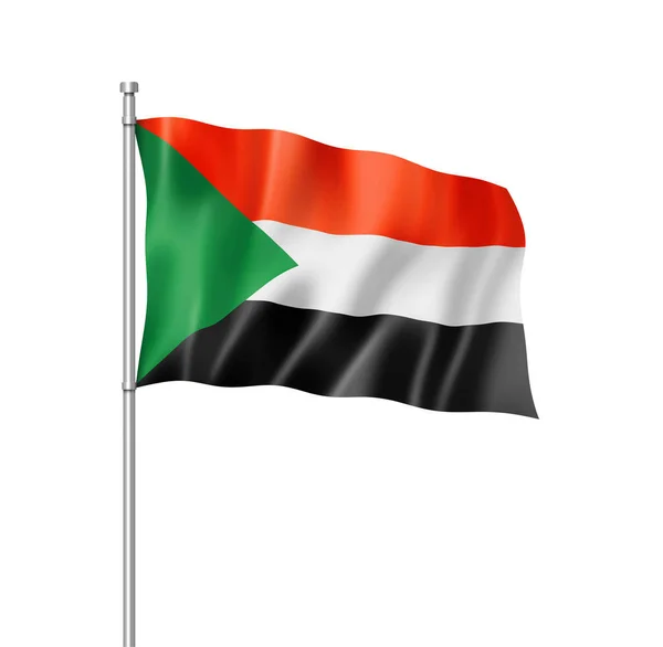 スーダンの国旗 白で隔離 次元レンダリング — ストック写真