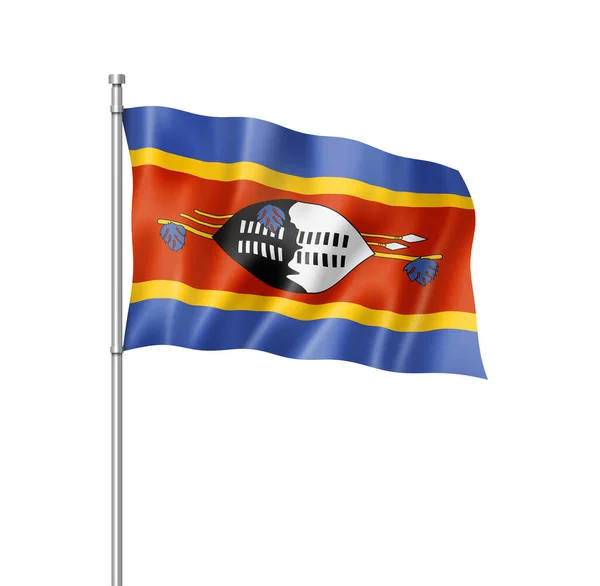 Swaziland Flag Three Dimensional Render Isolated White — Stock Photo, Image