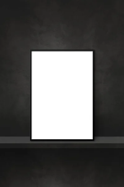 Picture Frame Leaning Black Shelf Illustration Blank Mockup Template Vertical — Stock Photo, Image