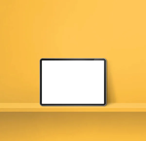 Digital Tablet Yellow Wall Shelf Square Background Banner Illustration — Stock Photo, Image