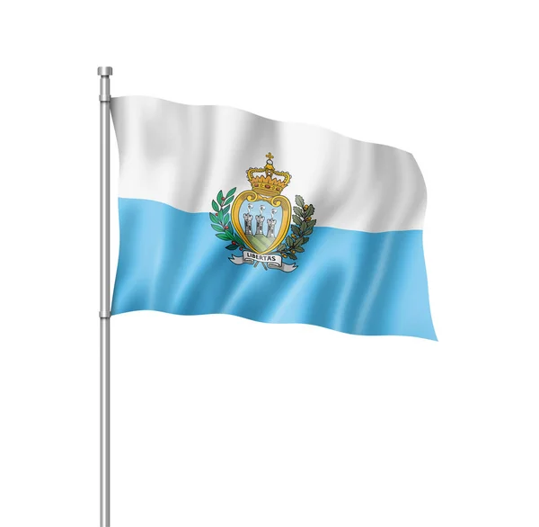 Bandera San Marino Representación Tridimensional Aislada Blanco — Foto de Stock