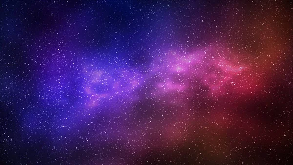 Night Starry Sky Bright Blue Red Galaxy Horizontal Background Illustration — Stock Photo, Image