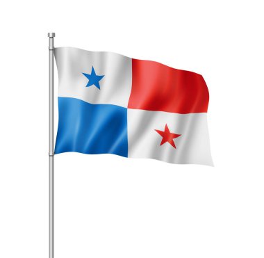 Panama bayrak, üç boyutlu render, üzerinde beyaz izole