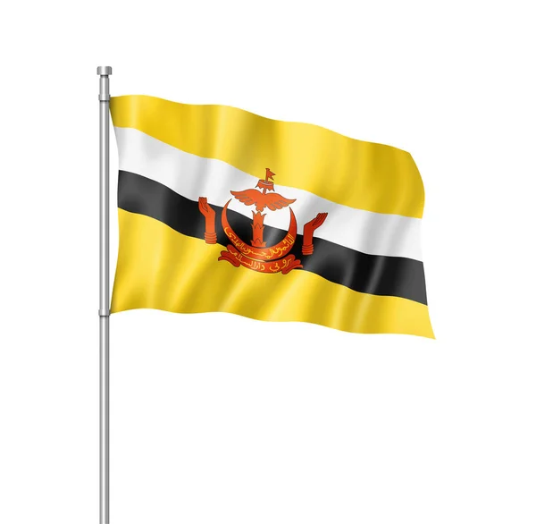 Flaga Brunei Trzy Wymiarowe Render Białym Tle — Zdjęcie stockowe