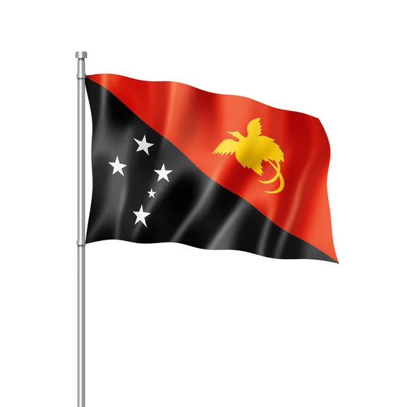 Bandeira Papua Nova Guiné Renderização Tridimensional Isolada Branco — Fotografia de Stock