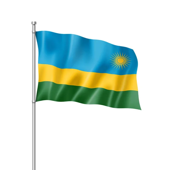 Ruanda Flagge Dreidimensionale Darstellung Isoliert Auf Weiß — Stockfoto