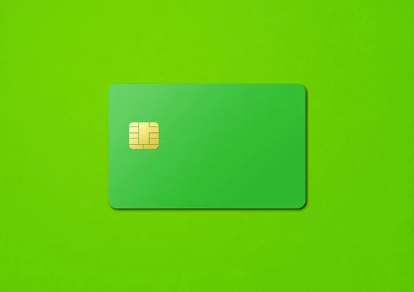 Plantilla Tarjeta Crédito Verde Aislada Fondo Color Ilustración —  Fotos de Stock
