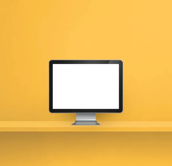Computer Gelbes Wandregal Hintergrund Illustration — Stockfoto