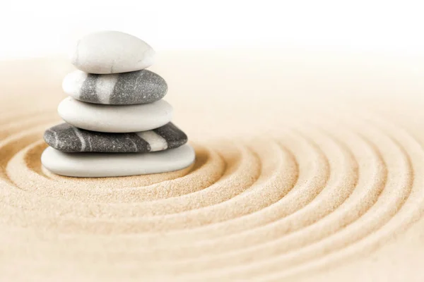 Black White Stones Sand Zen Japanese Garden Background Scene — Stock Photo, Image