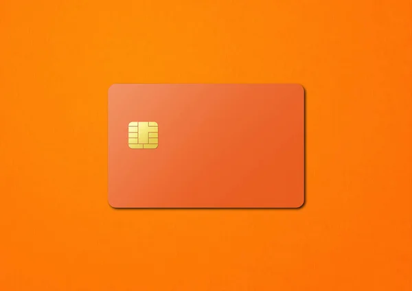 Orange Kreditkort Mall Isolerad Färg Bakgrund Illustration — Stockfoto