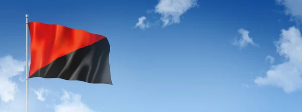 Флаг Анархии Трехмерное Изображение Изолированное Голубом Небе Иллюстрация — стоковое фото