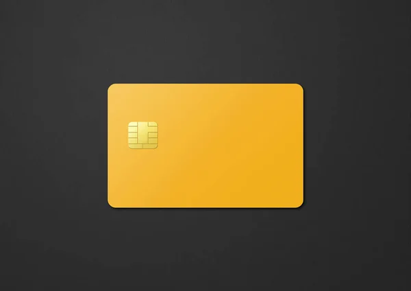 Yellow Credit Card Template Isolated Black Background Illustration — Stock Photo, Image