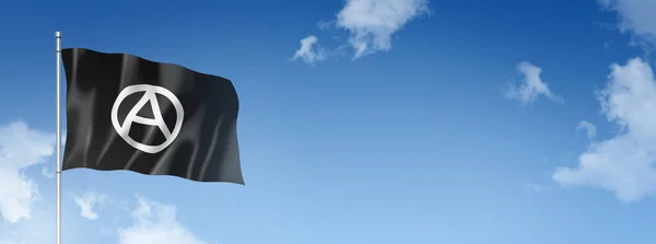 Anarchie Vlag Driedimensionale Rendering Geïsoleerd Een Blauwe Lucht Illustratie — Stockfoto