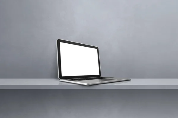 Laptop Komputer Szarym Tle Półki Ilustracja — Zdjęcie stockowe