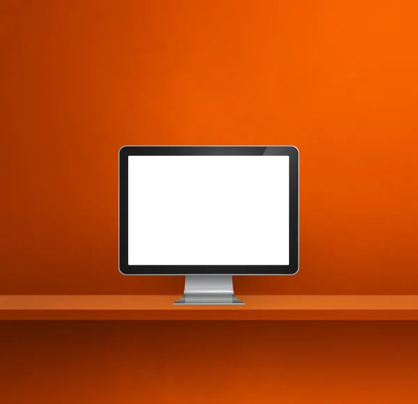 Computer Oranje Muur Plank Achtergrond Illustratie — Stockfoto