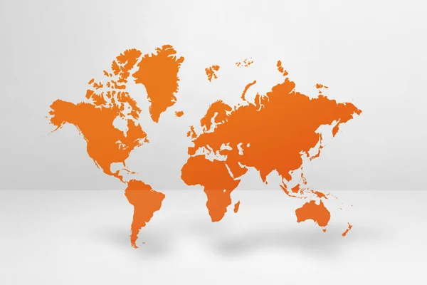 Carte Monde Orange Isolée Sur Fond Blanc Illustration — Photo