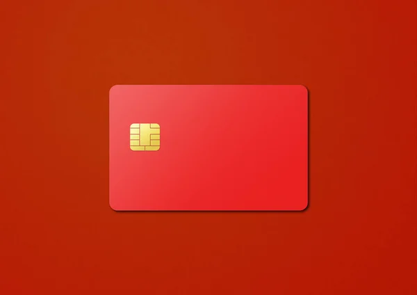 Rode Credit Card Template Geïsoleerd Een Kleur Achtergrond Illustratie — Stockfoto