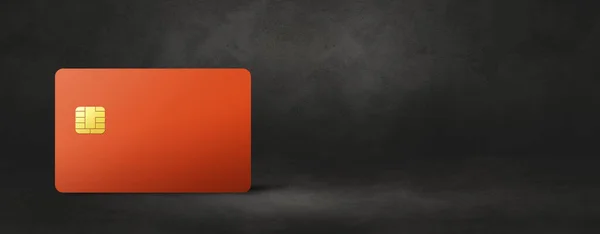 Orange Credit Card Template Black Concrete Background Banner Illustration — Stock Photo, Image