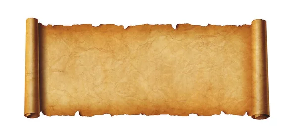 Old Paper Horizontal Banner Parchment Scroll Isolated White Background — Foto Stock