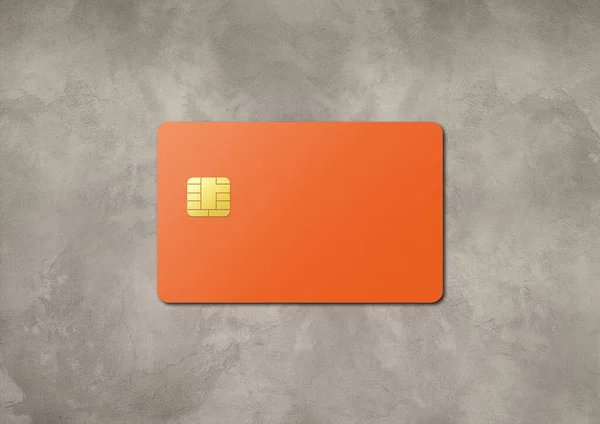 Orange Credit Card Template Concrete Background Illustration — Stock Photo, Image