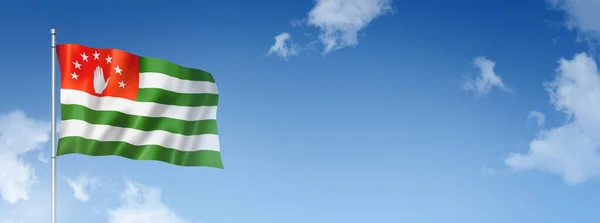 Abkhazia Flag Three Dimensional Render Isolated Blue Sky Horizontal Banner — Stock Photo, Image