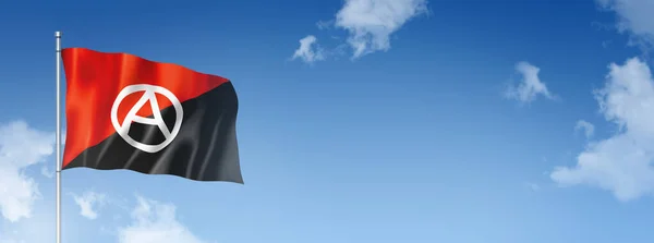 Anarki Flagga Tredimensionell Återgivning Isolerad Blå Himmel Illustration — Stockfoto